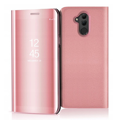   Калъф тефтер огледален CLEAR VIEW за Huawei Mate 20 Lite SNE-LX1 златисто розов 
